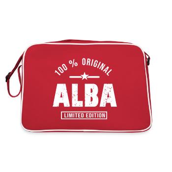 first name ALBA personalized gift. - Retro Bag - red/white - Back