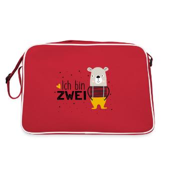 2nd birthday, two, second, bear, birthday - Retro Bag - red/white - Back