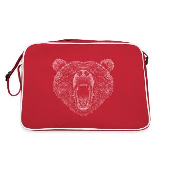 Brown Bear Head Bear Motif for Brown Bears Team or - Retro Bag - red/white - Back