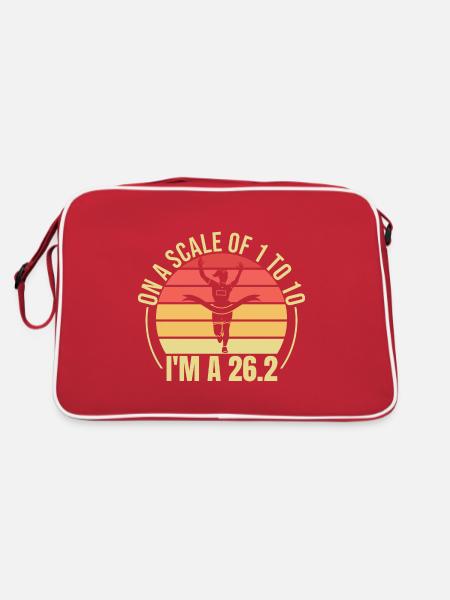 26.2 Meilen Marathon - Marathonläufer - Retro Tasche - Rot/Weiß - Hinten