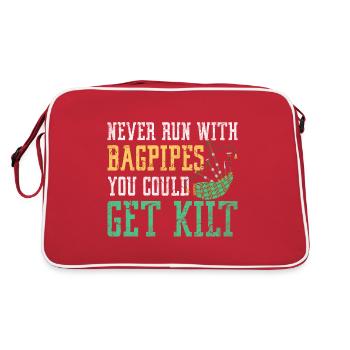 Grüner Kilt Grafik - Retro Tasche - Rot/Weiß - Hinten