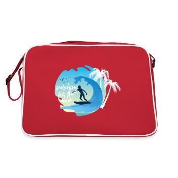 Surfing surfer wave rider wave wave surfboard - Retro Bag - red/white - Back