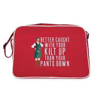 Besser mit dem Kilt erwischt Kilt Guys - Retro Tasche - Rot/Weiß - Hinten