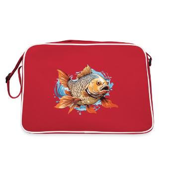 Ästhetischer Fisch Angelkunst Fischer Design - Retro Tasche - Rot/Weiß - Hinten