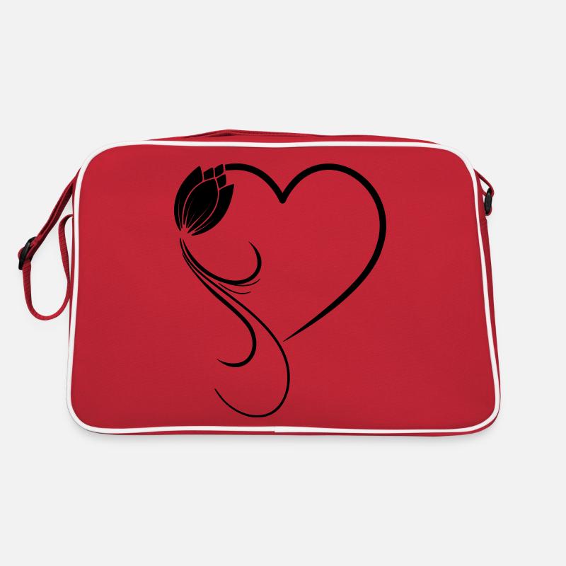 Herz Blume Tulpe Rahmen Retro Tasche