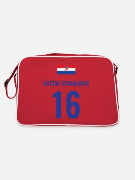 Fußball Sauf Trikot Kroatien Mallorca Party Gruppe - Retro Tasche - Rot/Weiß - Hinten