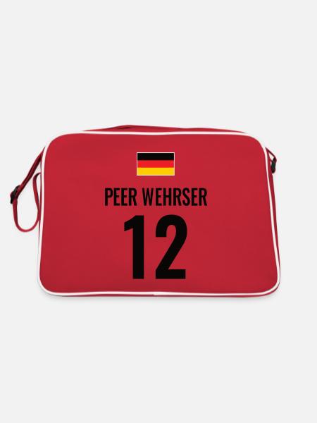 Fußball Sauf Trikot Deutschland Mallorca Gruppen - Retro Tasche - Rot/Weiß - Hinten