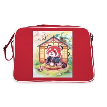 Panda roux pose thé - Sac Retro - rouge/blanc - Dos