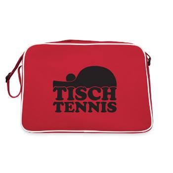 Aufschlag Tischtennisball Tischtennisspieler - Retro Tasche - Rot/Weiß - Hinten