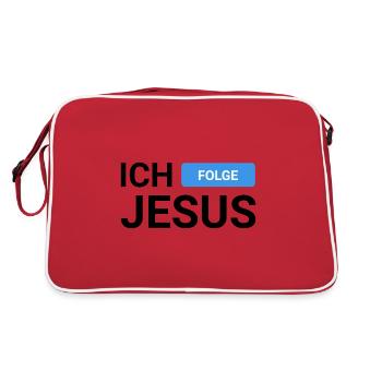Ich Folge Jesus - Retro Tasche - Rot/Weiß - Hinten
