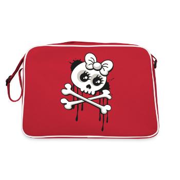 Süßes Totenkopf Shirt für Partys im Graffiti Style - Retro Tasche - Rot/Weiß - Hinten