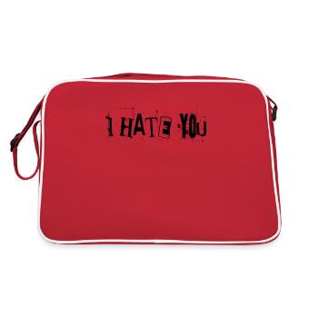 I Hate You lettering in black - Retro Bag - red/white - Back