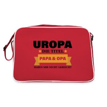 Uropa Spruch für werdende Großväter Geschenk - Retro Tasche - Rot/Weiß - Hinten