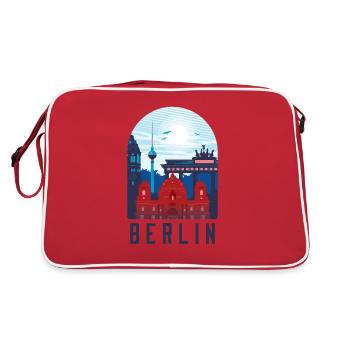 Skyline de Berlin avec Reichstag et tour de télévision - Sac Retro - rouge/blanc - Dos