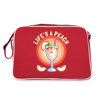 Das Leben ist ein Pfirsich - Sommerzeit Pfirsich - Retro Tasche - Rot/Weiß - Hinten