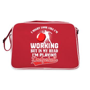 Funny Dodgeball Player - In My Head I'm Playing - Retro Tasche - Rot/Weiß - Hinten