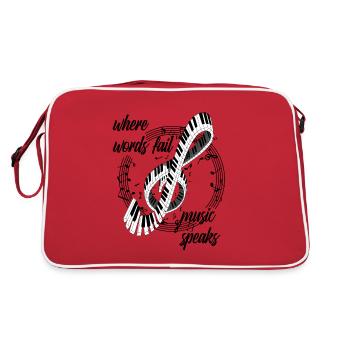 Where words fail music speaks Piano Design - Retro Tasche - Rot/Weiß - Hinten