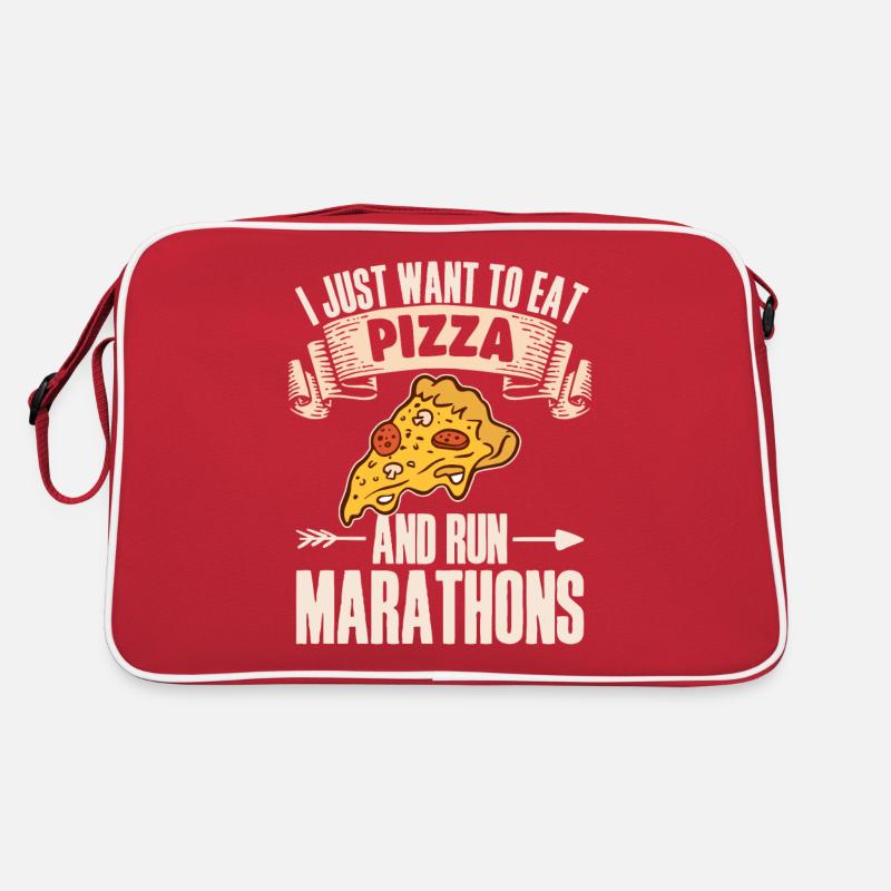 Pizza Und Marathon Läufer Laufen Retro Tasche
