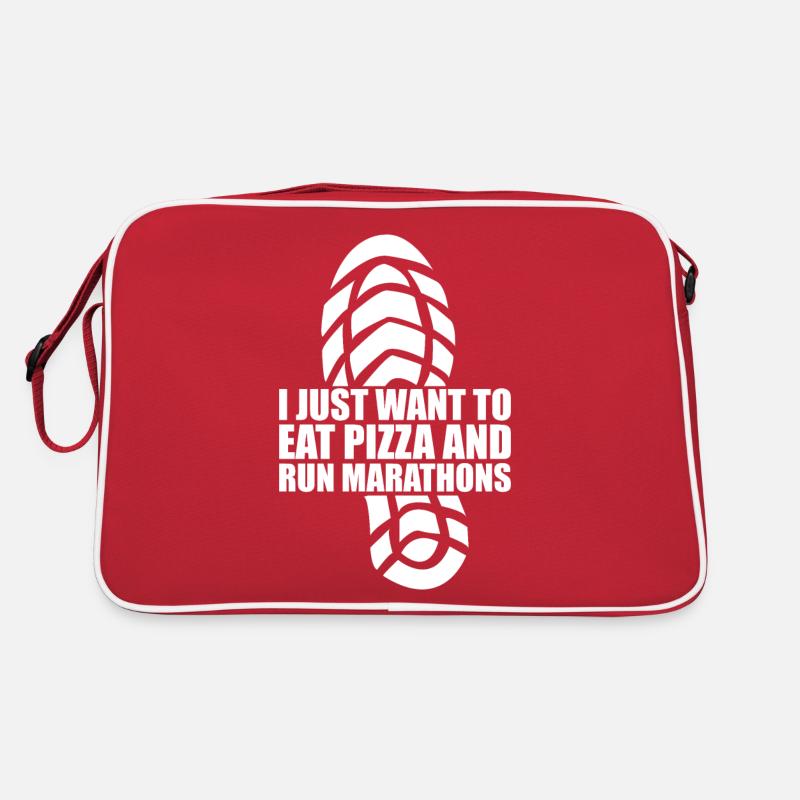 Pizza Und Marathon Läufer Laufen Retro Tasche