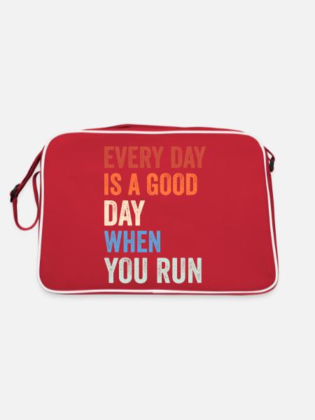 Jeder Tag ist ein guter Tag, wenn du läufst - - Retro Tasche - Rot/Weiß - Hinten