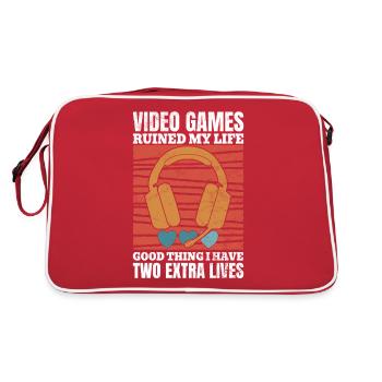 80s Computerspiele 90s Video Games - Retro Tasche - Rot/Weiß - Hinten