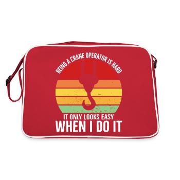 Kranführer Kran Kranführer Spruch - Retro Tasche - Rot/Weiß - Hinten
