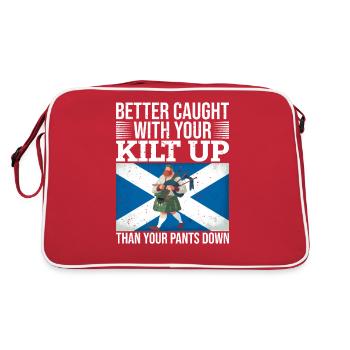 Traditional Kilt Wearing Quote For Kilt Guys - Retro Tasche - Rot/Weiß - Hinten