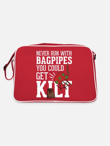 Schottland Fans Tradition Kilt Schottenrock - Retro Tasche - Rot/Weiß - Hinten
