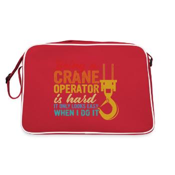Kranführer Baustelle Hochbau Kranführer Kran - Retro Tasche - Rot/Weiß - Hinten