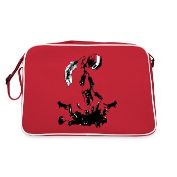 Artiste, Chats, Design, Dessinateur, Amoureux des chats - Sac Retro - rouge/blanc - Dos