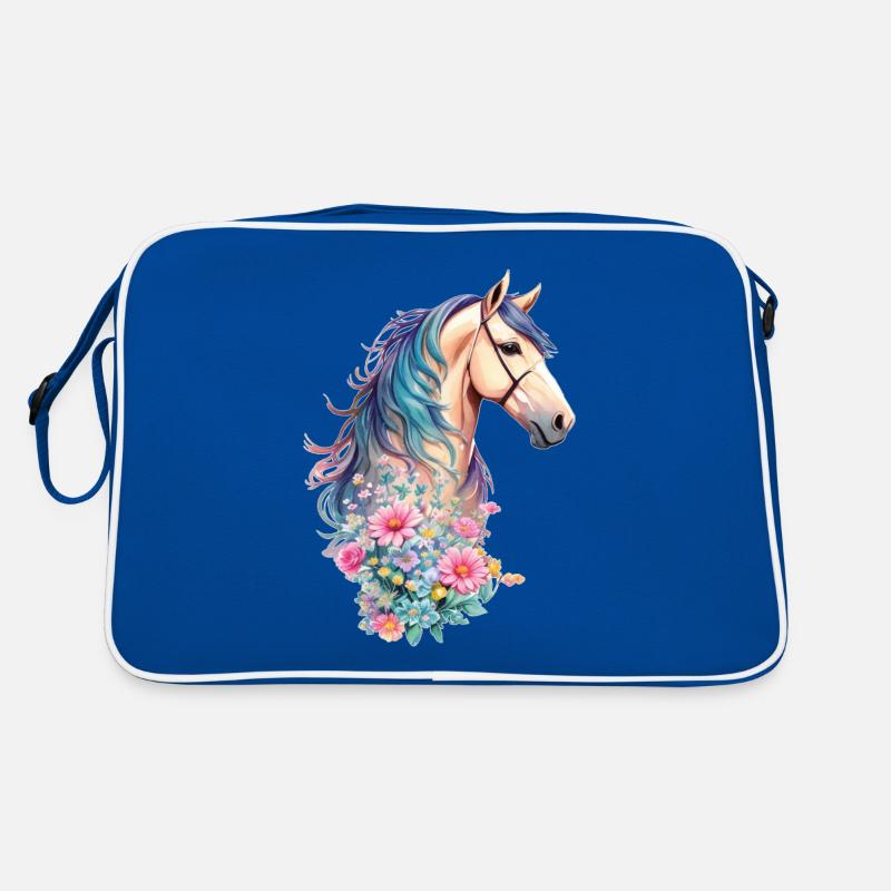 Schöne Pferde Rasse Pferd mit Pastell Blumen Retro Tasche