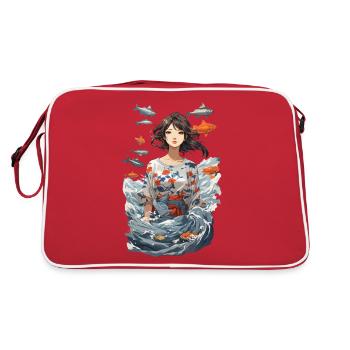 Anime Ocean Koi Fantasy Aesthetic Design - Retro Bag - red/white - Back