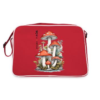 Ukiyo-E champignon Nature Art cueilleur de champignons Design - Sac Retro - rouge/blanc - Dos