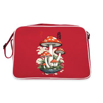 Vintage Japan Toadstool Mushroom Picker Art - Retro Bag - red/white - Back