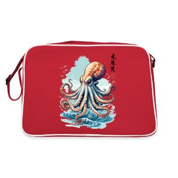 Poulpe Japon esthétique mer pêcheur Art - Sac Retro - rouge/blanc - Dos