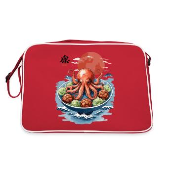 Oktopus Ramen Ukiyo-E Japan Vintage Anime Kunst - Retro Tasche - Rot/Weiß - Hinten