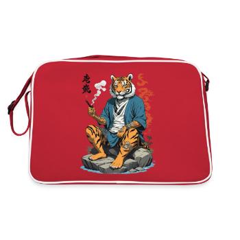 Japanischer Tiger Yakuza Anime Kemonomimi Kunst - Retro Tasche - Rot/Weiß - Hinten