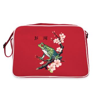 Japanischer Baumfrosch Kirschblüten Retro - Retro Tasche - Rot/Weiß - Hinten