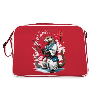 Lustigers Japan Vintage Samurai Otter Anime Design - Retro Tasche - Rot/Weiß - Hinten