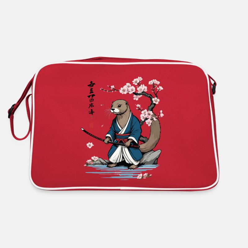 Süßer Samurai Otter Kirschblüten Ukiyo-E Design Retro Tasche