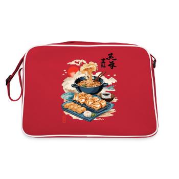 Japanese Cuisine Ukiyo-E Aesthetic Food Design - Retro Bag - red/white - Back