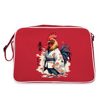 Kimono Poulet Japonais Esthétique Streetwear - Sac Retro - rouge/blanc - Dos