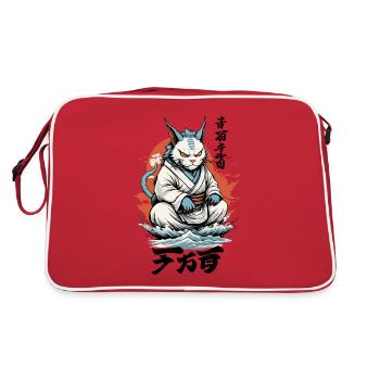Vintage Ukiyo-E Cats Monster Aesthetic Cat - Retro Bag - red/white - Back