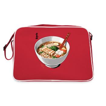 Japon Esthétique Ramen Nouilles Soupe Alimentaire Streetwear - Sac Retro - rouge/blanc - Dos