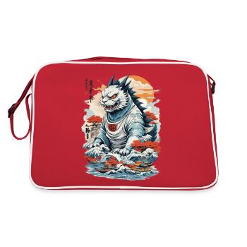 Ukiyo-E Cat Monster Tokyo Cat Streetwear - Retro Bag - red/white - Back