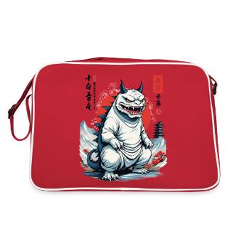 Monster Katze Japan Streetwear Katzen Design - Retro Tasche - Rot/Weiß - Hinten
