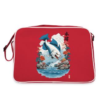 Ukiyo-E Katzenfisch Japan Katzen Streetwear Style - Retro Tasche - Rot/Weiß - Hinten
