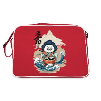 Sushi Yokai Monster Japan Aesthetic Streetwear - Retro Tasche - Rot/Weiß - Hinten