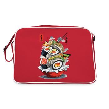 Sushi Ukiyo-E Japon Esthétique Vintage Food Design - Sac Retro - rouge/blanc - Dos