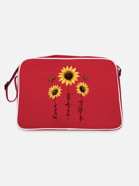 Sommer Blumen Blume Inspiration Motivation Spruch - Retro Tasche - Rot/Weiß